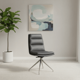 Nobel Grey Set of 4 Swivel Dining Chairs with Brushed Steel Legs