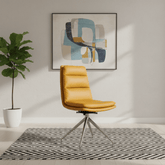 Nobel Ochre Set of 4 Swivel Dining Chairs with Brushed Steel Legs