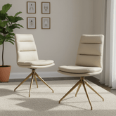 Nobo Swivel Fabric Taupe Dining Chair with Bronze Legs – Taupe Set of 4,6 or 8