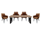 Noir Railway Sleeper Small 1.8M Dining Table with Toronto Dining Chairs - Pendle Village Furniture