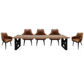 Noir Railway Sleeper Large 2.2m Dining Table with Toronto Dining Chairs - Pendle Village Furniture