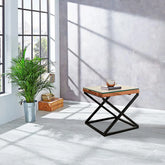 Noir Railway Sleeper Wood Lamp Table - Pendle Village Furniture