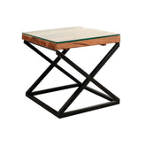 Noir Railway Sleeper Wood Lamp Table - Pendle Village Furniture