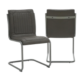 Noir Vintage Grey Leather Set of 4 Dining Chairs - Pendle Village Furniture