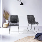 Noaria Charcoal Velvet Set of 6 Dining Chairs - Pendle Village Furniture