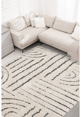 Nomadic Voyage ivory rug with soft plush texture and elegant style.