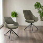 Nova Green Tweed Fabric Swivel Dining Chairs