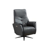 Novara Full Grey Leather Swivel Recliner Chair - Pendle Village Furniture