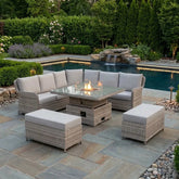 Modern outdoor corner sofa set with comfortable seating.