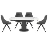 Oliver White Ceramic Swivel Ext Dining Table & Cerutti Swivel Dining Chair Set - Pendle Village Furniture