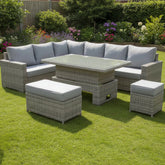 Orvian Luxe large corner rising dining set with spacious seating.