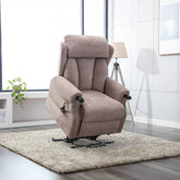 Oslo Dual Motor Riser Recliner Chair in Brushstroke Mocha Fabric - Pendle Village Furniture