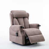 Oslo Dual Motor Riser Recliner Chair in Brushstroke Mocha Fabric - Pendle Village Furniture