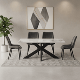 Oslo 1.8M White Ceramic Top Dining Table with Roco Swivel Chairs