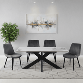 Oslo 1.5M White Ceramic Top Dining Table with Roco Swivel Chairs