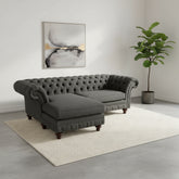 Oswald & Pablo Woodstock Herringbone Wool Chaise End Chesterfield Sofa - Pendle Village Furniture