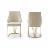 Ottavia Cream Velvet Dining Chairs with Gold Base – Set of 4 - Pendle Village Furniture