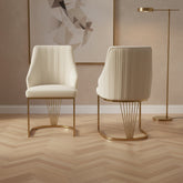 Ottavia Cream Velvet Dining Chairs with Gold Base – Set of 4 - Pendle Village Furniture
