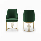 Ottavia Green Velvet Dining Chairs with Gold Base – Set of 4 - Pendle Village Furniture