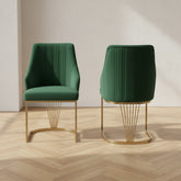 Ottavia Green Velvet Dining Chairs with Gold Base – Set of 4 - Pendle Village Furniture