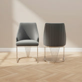 Ottavia Grey Velvet Dining Chairs with Chrome Base – Set of 4 - Pendle Village Furniture