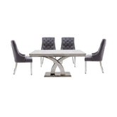 Ottavia Marble Top 1.8m Dining Table Set with Oliver Dining Chairs - Pendle Village Furniture