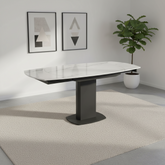 Oliver Gloss White Ceramic Swivel Extending Dining Table