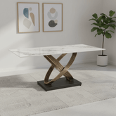Ovell White & Gold Ceramic 1.8M Dining Table