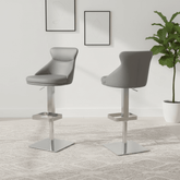 Sergio Grey Leather Bar Stool - Set of 2