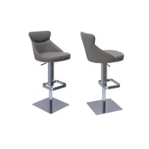 Sergio Taupe Leather Bar Stool - Set of 2 - Pendle Village Furniture