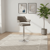 Pair of Light Grey Leather Effect Bar Stools