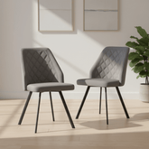 Palermo Distressed Dark Grey PU Leather Set Of 4 Dining Chairs