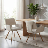 Lifestyle image of Pana Natural Fabric Carver Dining Chairs with Wooden Legs – Set of 4, 6 or 8