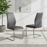 Set of 4 Panama Grey Premium Faux Leather Dining Chairs