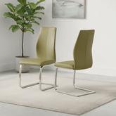 Set of 4 Panama Olive Green Upholstered Dining Chairs