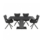Pavoni Black Matte Sintered Stone Extending Dining Table with Tripoli Grey Chairs - Pendle Village Furniture