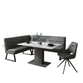 Pavoni White Ceramic Extending Table with Swivel Chairs - Pendle Village Furniture