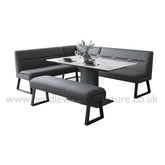 Pavoni White Ceramic Extending Table with Corner Bench Set - Pendle Village Furniture