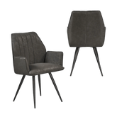 Solace Distressed Dark Grey PU Dining Chairs, Set of 4 - Pendle Village Furniture