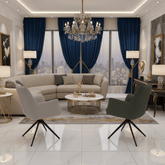 Pearl Carver Set of 4 Swivel Fabric Dining Chairs