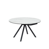 Pearl White Ceramic Extending Round Dining Table - Pendle Village Furniture