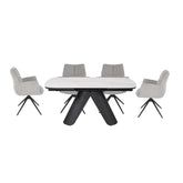 Pearl Ext Dining Table with 4 Perla Carver Swivel Chairs - Pendle Village Furniture