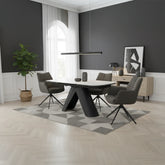 Pearl Ext Dining Table with 4 Perla Carver Swivel Chairs - Pendle Village Furniture