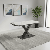 Phoenix White Gloss Ceramic Extending Dining Table