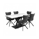 Phoenix White Gloss Ceramic Extending Dining Table with 6 Tripoli Dining Chairs - Pendle Village Furniture