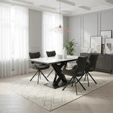 Phoenix White Gloss Ceramic Extending Dining Table with 6 Tripoli Dining Chairs - Pendle Village Furniture