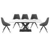 Phoenix Gloss White Ceramic Ext Dining Table with Cerutti Swivel Dining Chairs - Pendle Village Furniture