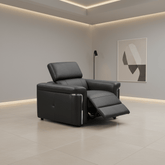 Relax in comfort with the Plaza Black Leather Electric Recliner Armchair. Genuine leather upholstery, electric reclining function and supportive foam seating.