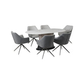 Porto Sintered Stone Dining Table with Porto Swivel Dining Chairs - Pendle Village Furniture