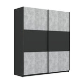 Portvelle Stone Effect Grey and Graphite Decor Sliding Door Wardrobe - Pendle Village Furniture